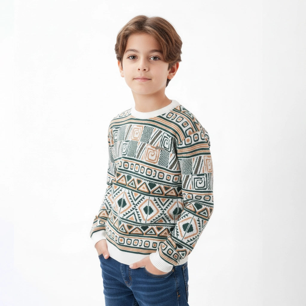 Geometric Knit Pullover | Ages 7Y-14Y