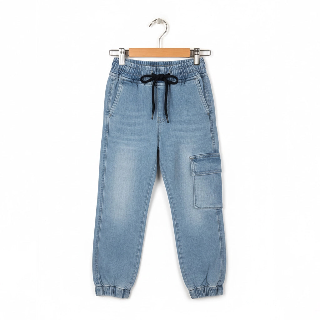 Boys Light-Wash Denim Joggers | Ages 5–9 Years