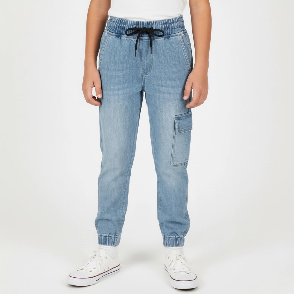 Boys Light-Wash Denim Joggers | Ages 5–9 Years