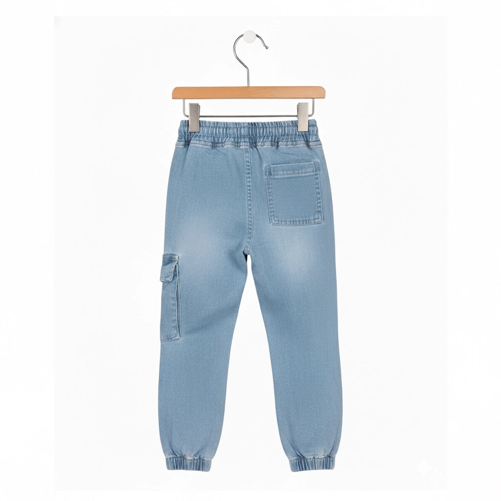 Boys Light-Wash Denim Joggers | Ages 5–9 Years