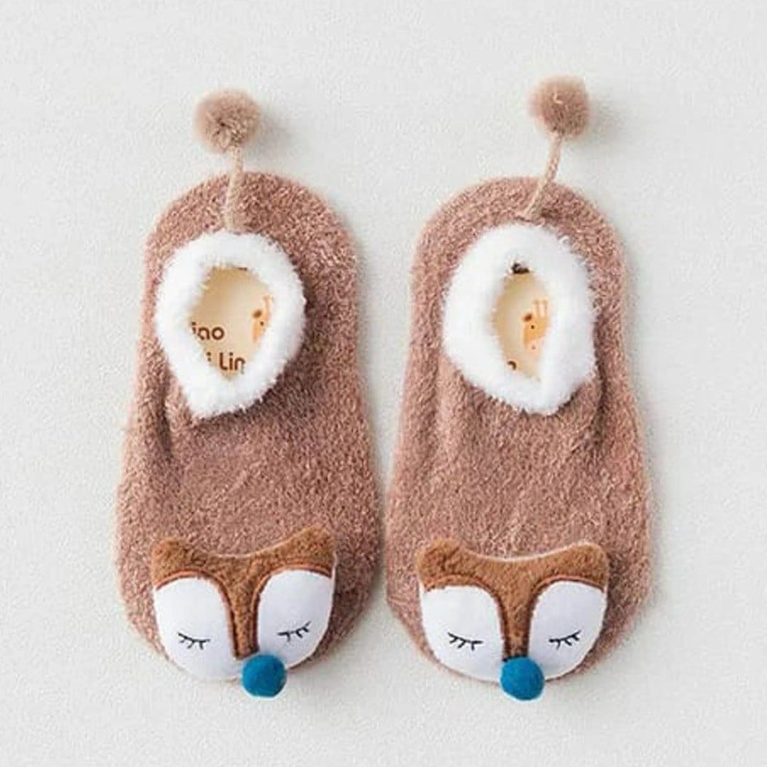 Kids Fuzzy Non-Slip Character Socks | Ages 0M-12M