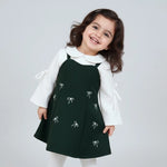 Evergreen Bow Woolen Dress | Ages 3M–36M