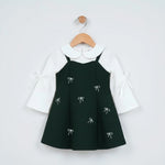 Evergreen Bow Woolen Dress | Ages 3M–36M
