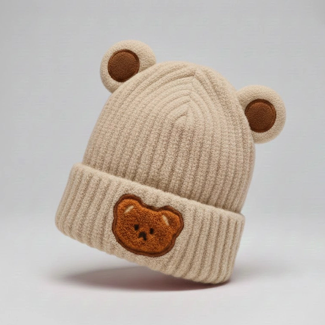 Teddy-Ear Knitted Winter Beanie | 2Y–5Y