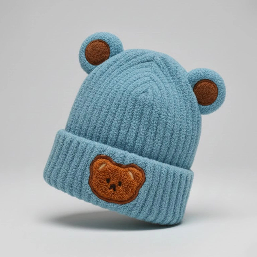 Teddy-Ear Knitted Winter Beanie | 2Y–5Y