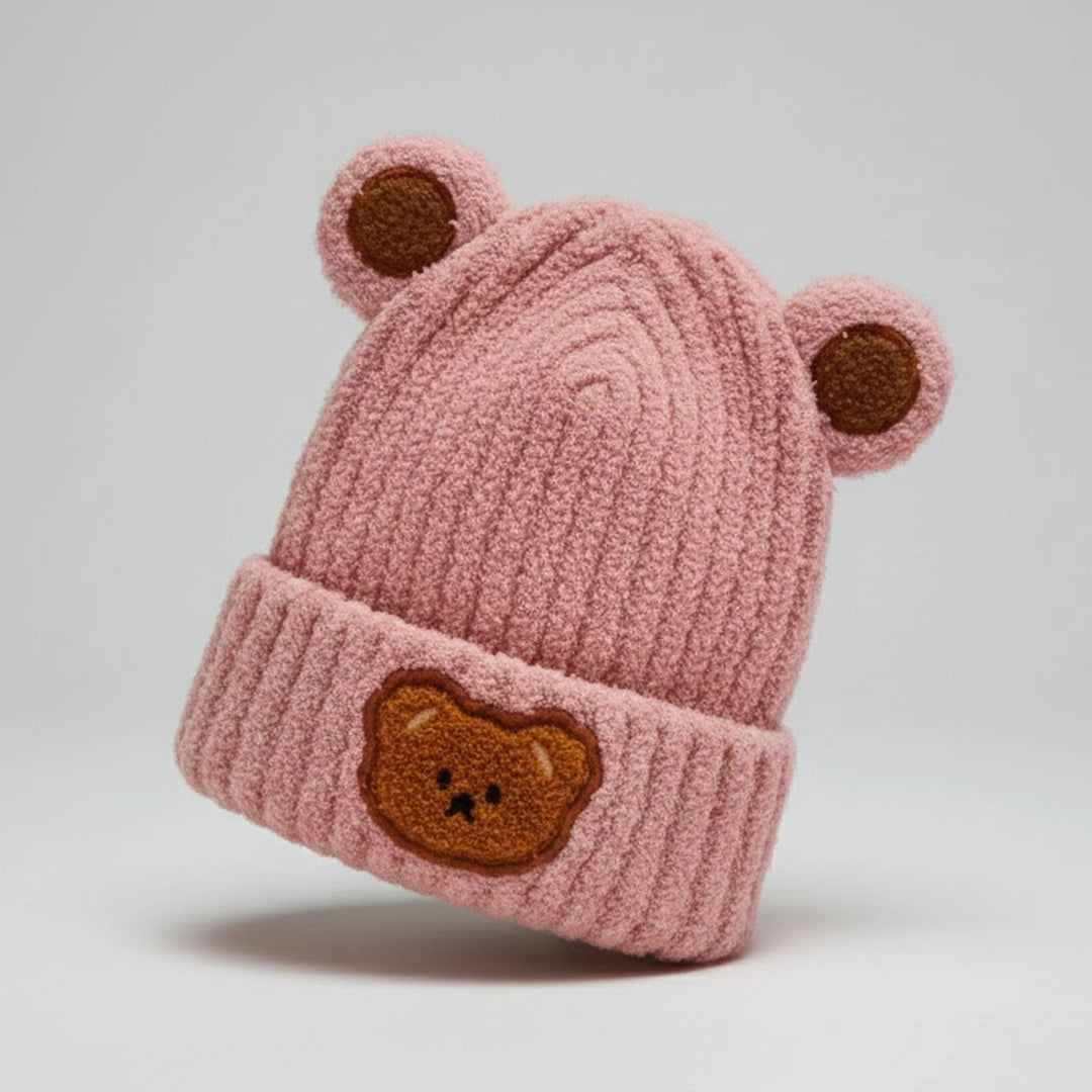 Teddy-Ear Knitted Winter Beanie | 2Y–5Y