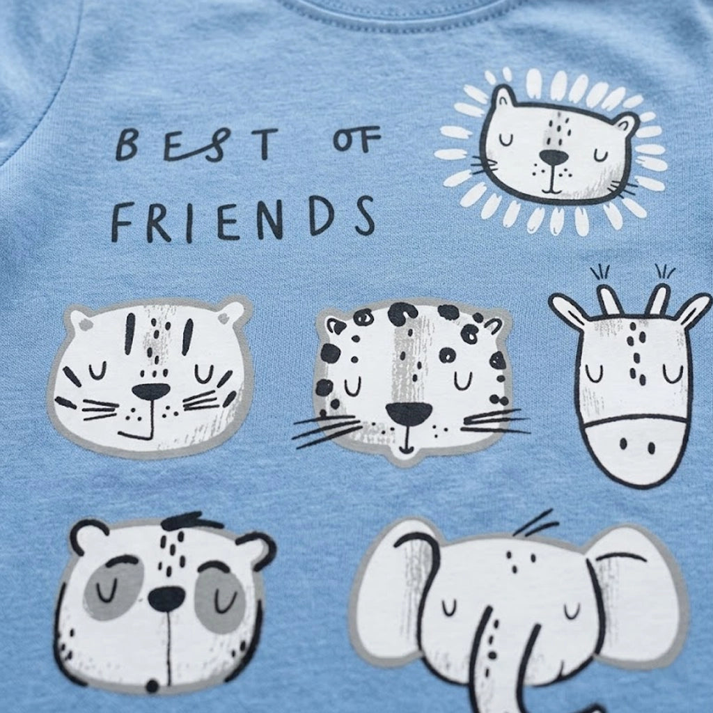 طقم صيفي ولادي “Best Friends” برسومات الحيوانات | من 1 لـ 3 سنوات