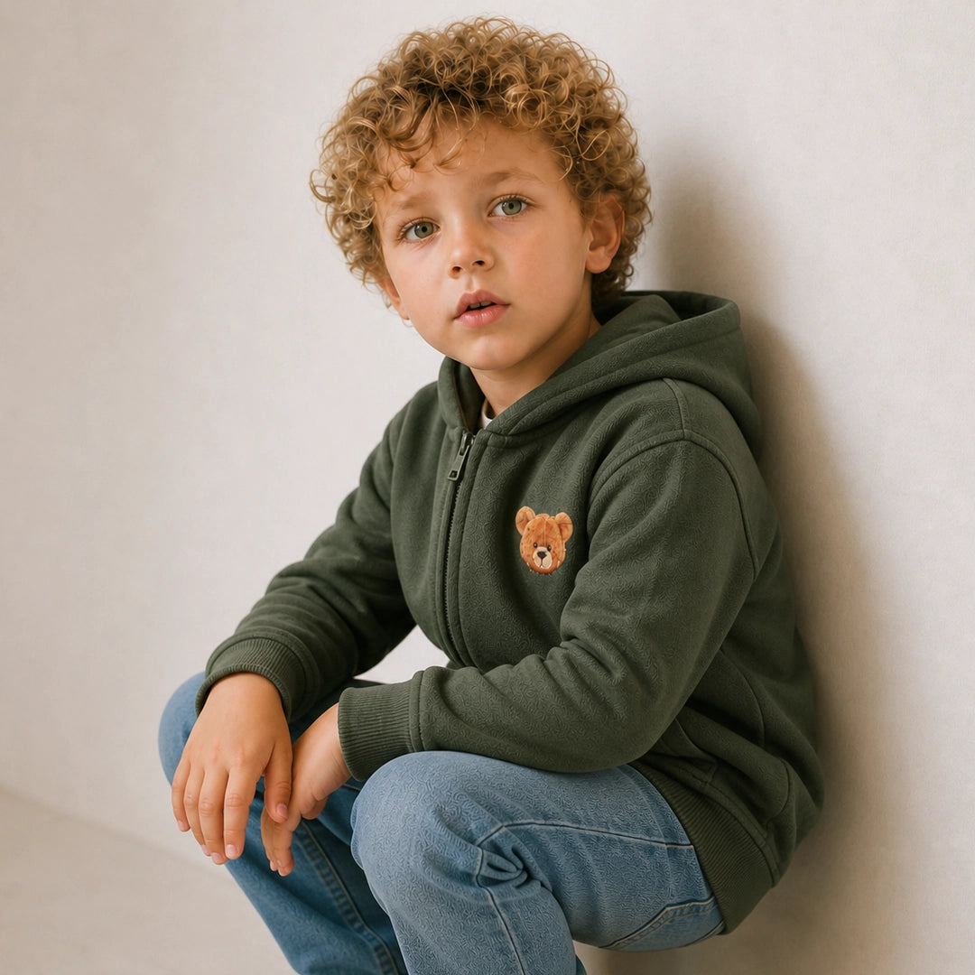 Teddy Badge Zip-Up Fleece Jacket