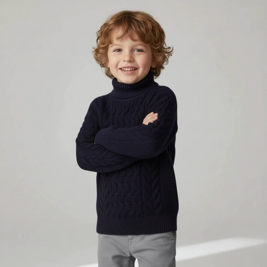 Classic Cable-Knit Turtleneck Pullover | Ages 2Y-6Y