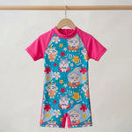 Tropical Cat One-Piece Swimsuit | UPF 50+ Protection | Ages 3M–18M