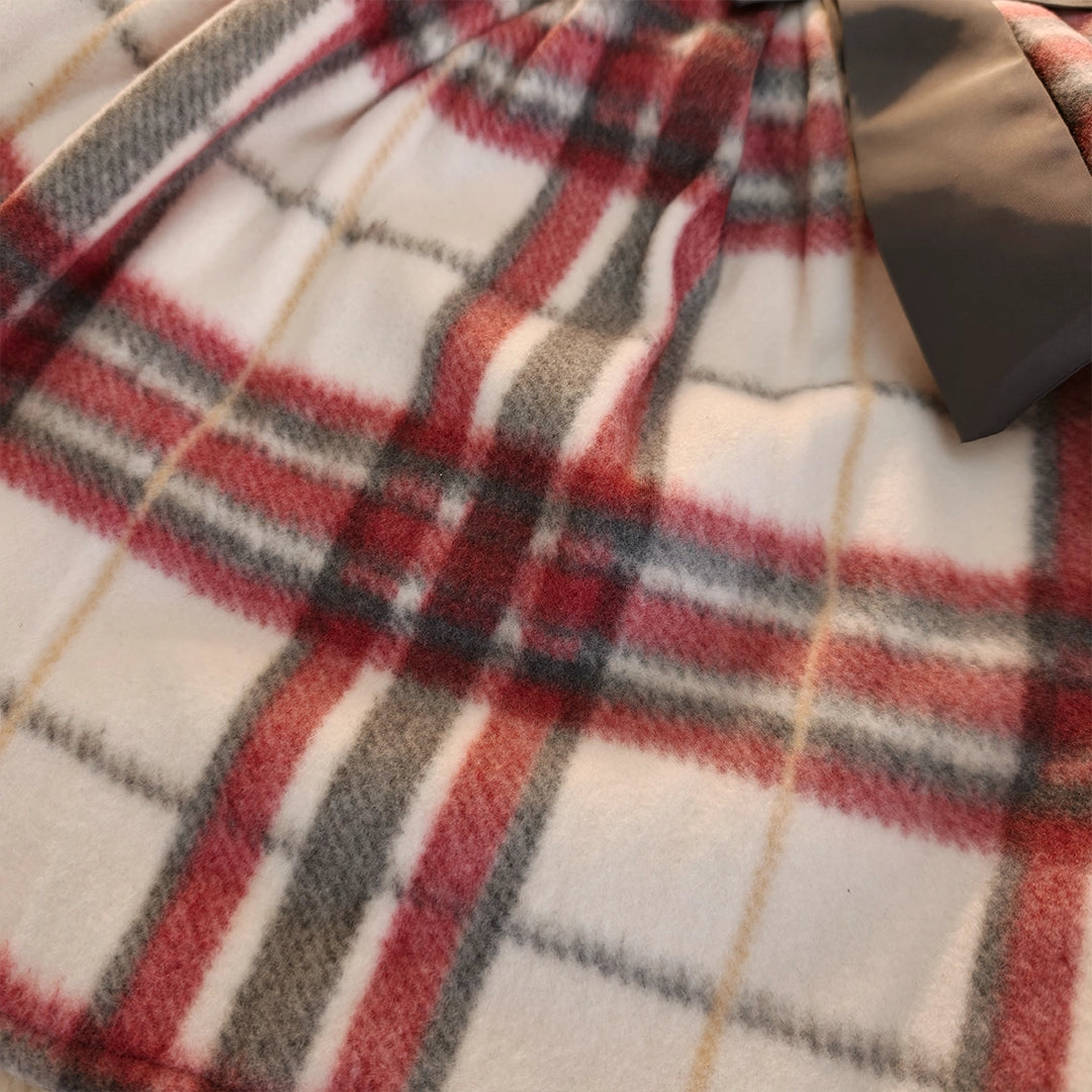 Classic Plaid Bow Woolen Dress | Ages 3Y–6Y