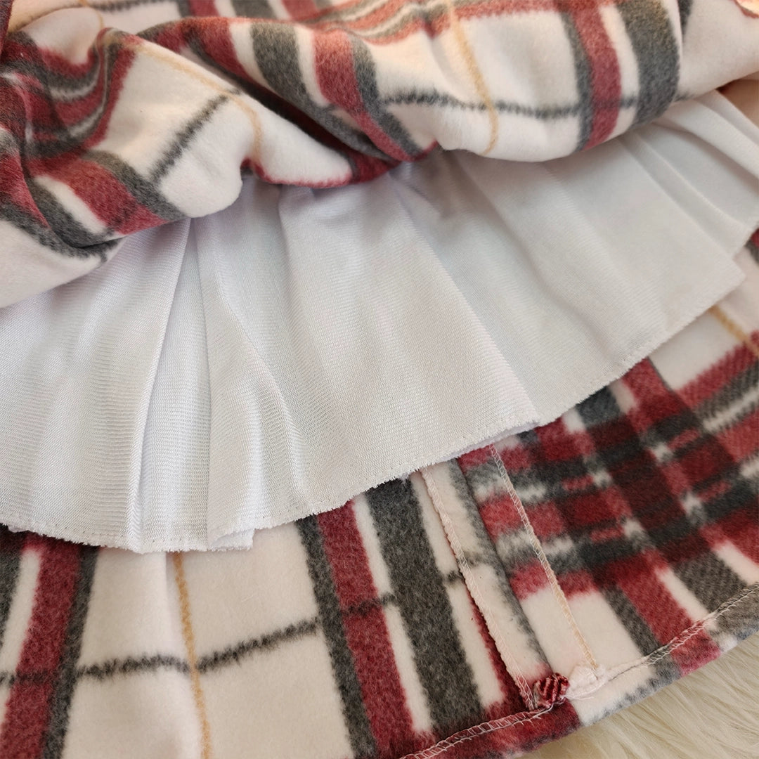 Classic Plaid Bow Woolen Dress | Ages 3Y–6Y