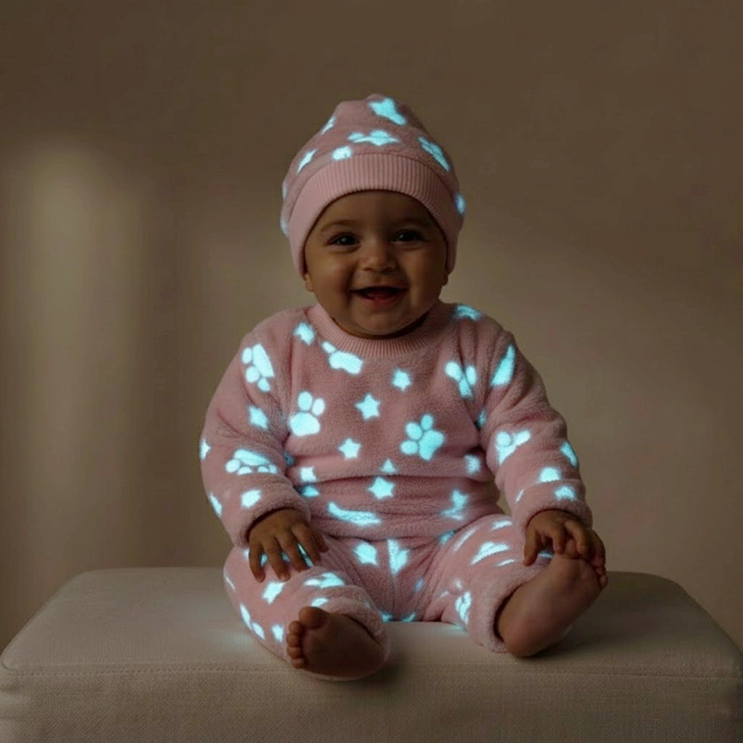 Paws & Stars Glow-in-the-Dark Winter Pajama Set | Ages 3M–12M
