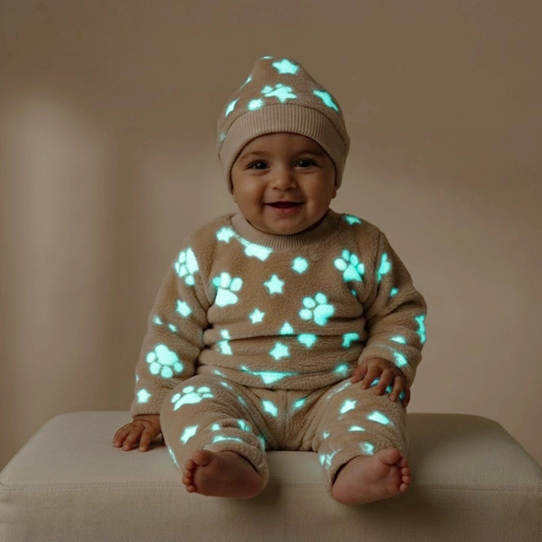 Paws & Stars Glow-in-the-Dark Winter Pajama Set | Ages 3M–12M
