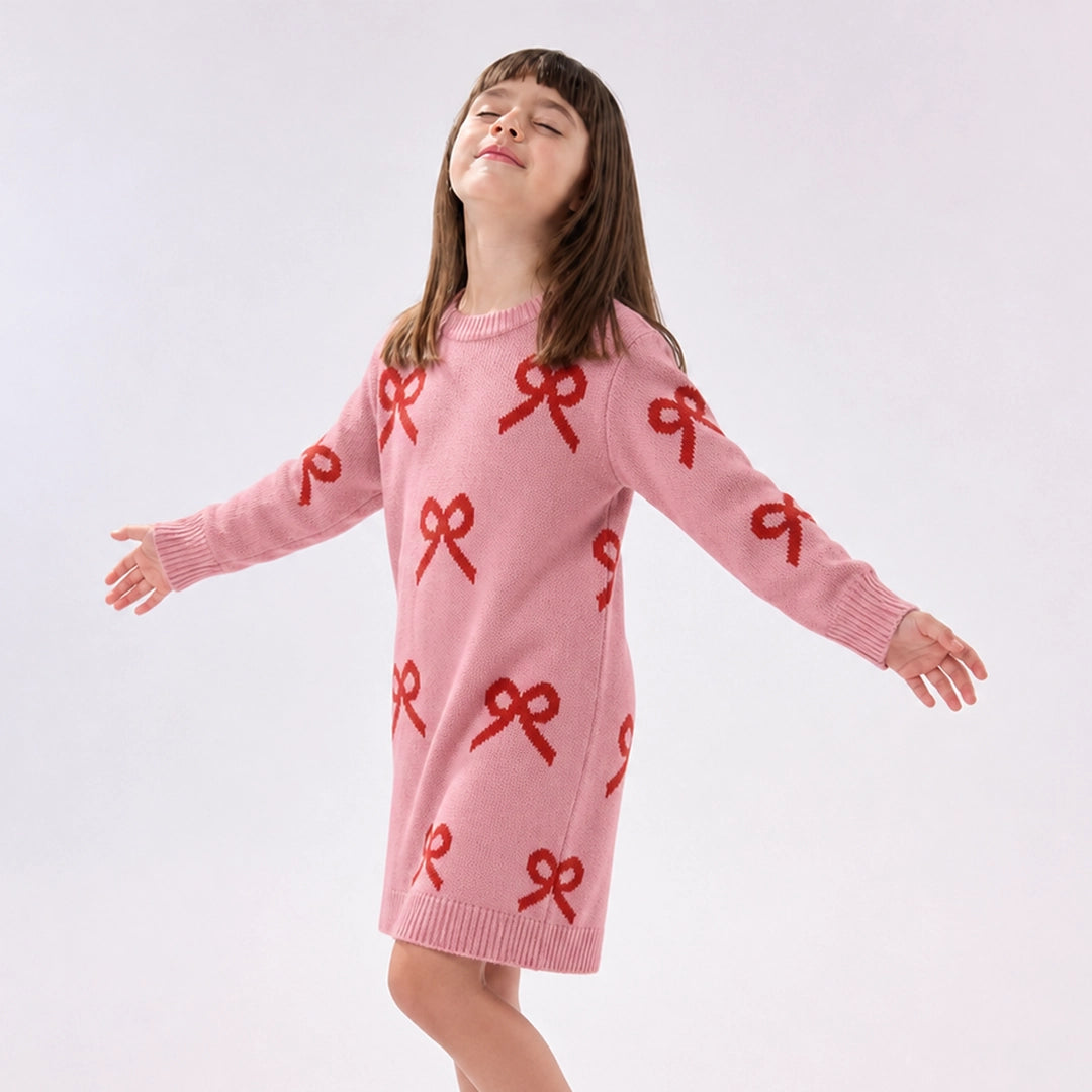 Rosy Ribbons Knit Dress | Ages 4Y-10Y