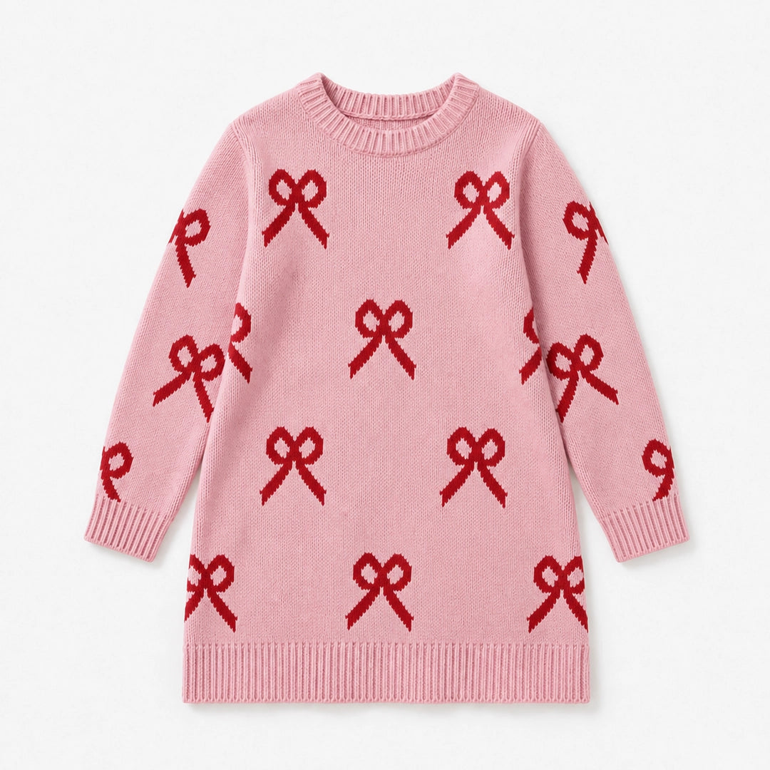 Rosy Ribbons Knit Dress | Ages 4Y-10Y