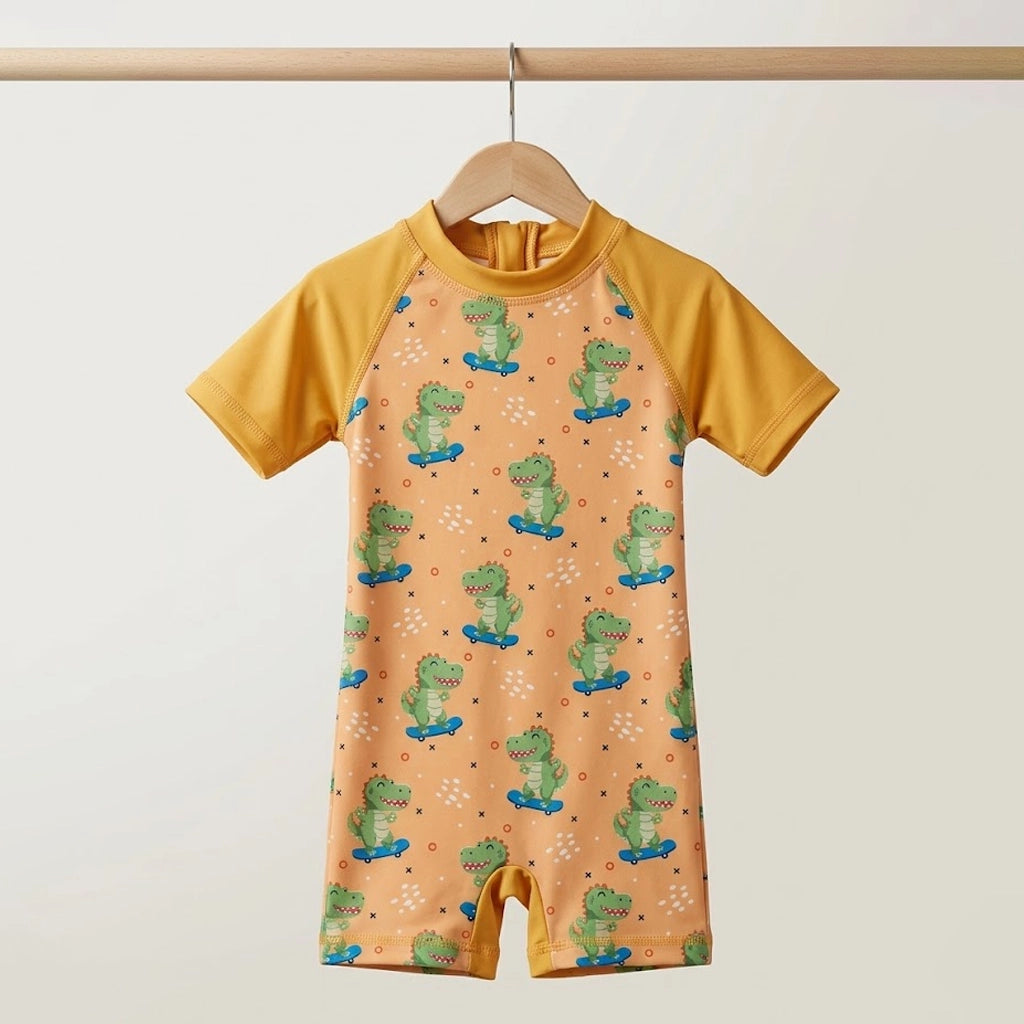 Skater Dino One-Piece Sunsuit | UPF 50+ Protection | Ages 3M–18M