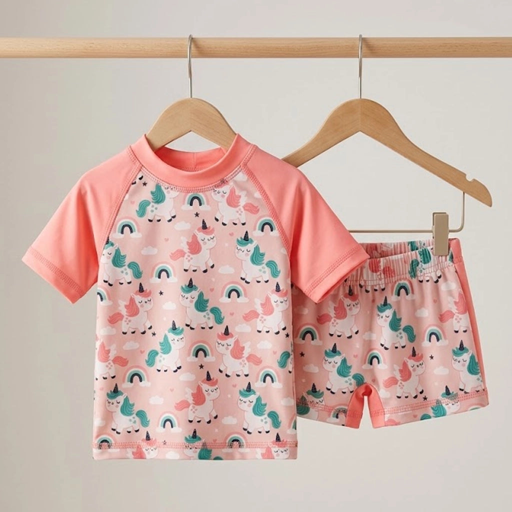 Unicorn & Rainbow 2-Piece Swim Set | UPF 50+ Protection | Ages 3M–18M