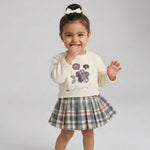 Flower Girl Sweater & Plaid Skirt Set | Ages 1Y–5Y