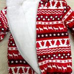Red Christmas Onesie with Hood & Double Zipper | Ages 0M–18M