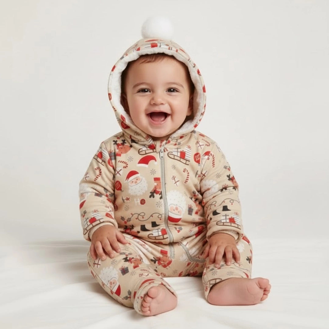 Christmas Hooded Baby Onesie | 0M–18M