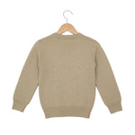 Beige sweater on a hanger against a white background