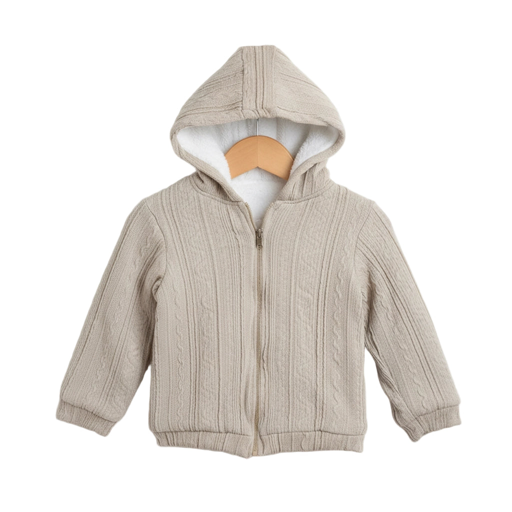 Beige children's hoodie on a white background