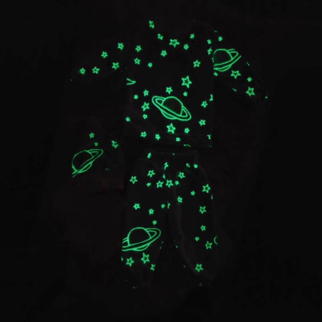 Glow-in-the-Dark Baby Pajama Set with Hat | 3M–12M