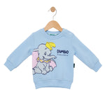Light blue children's sweatshirt with Dumbo the Elephant design on a white background