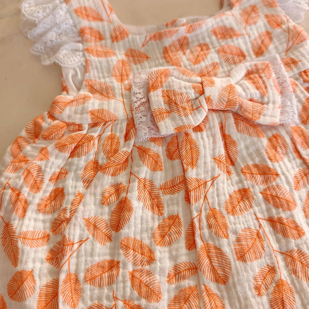Lace Leaf Baby Dress 0-18M | Muslin Cotton