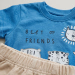 طقم صيفي ولادي “Best Friends” برسومات الحيوانات | من 1 لـ 3 سنوات