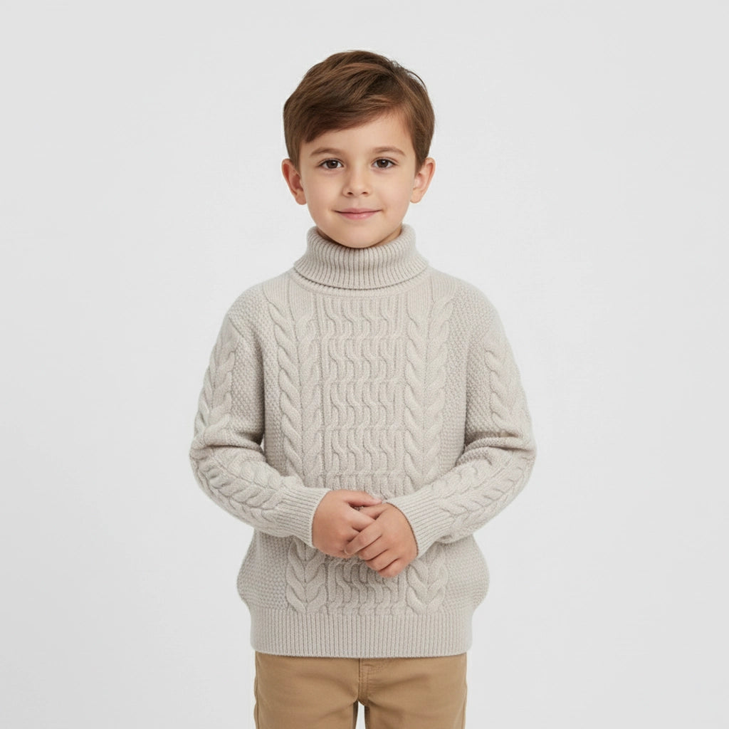 Classic Cable-Knit Turtleneck Pullover | Ages 2Y-6Y