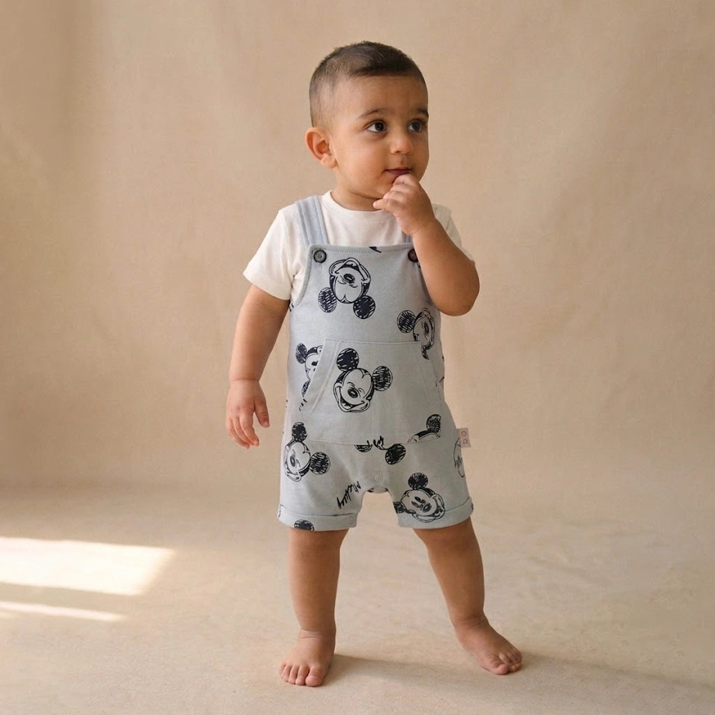 Mickey Sketch-Print Overall Set | Ages 0M–12M