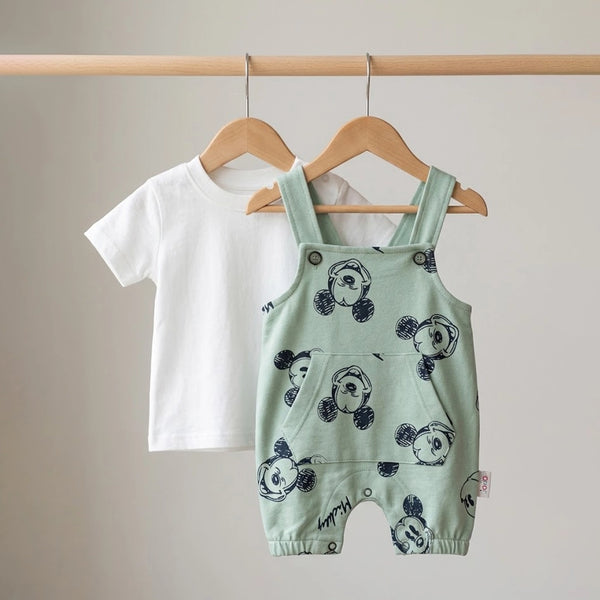 Mickey Sketch-Print Overall Set