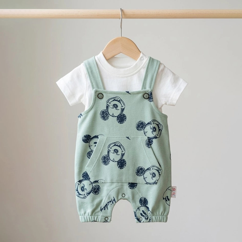Mickey Sketch-Print Overall Set | Ages 0M–12M
