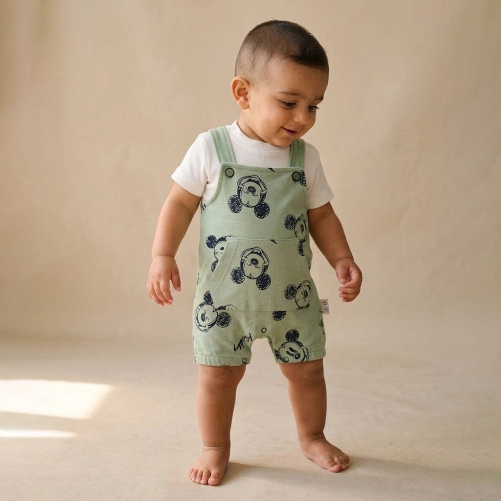 Mickey Sketch-Print Overall Set | Ages 0M–12M
