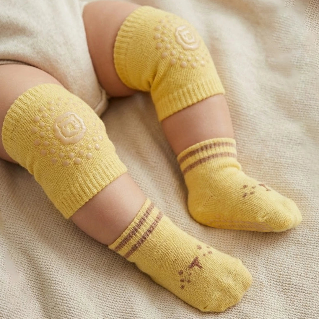 Baby Anti-Slip Walking Socks + Cushioned Knee Pads Set | 6–18M