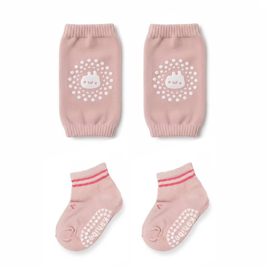 Baby Anti-Slip Walking Socks + Cushioned Knee Pads Set | 6–18M