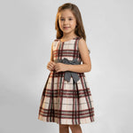 Classic Plaid Bow Woolen Dress | Ages 3Y–6Y