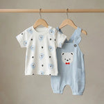 Bear Muslin Overall Set | Ages 0M–12M