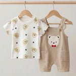 Bear Muslin Overall Set | Ages 0M–12M