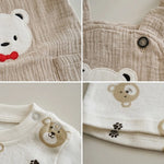Bear Muslin Overall Set | Ages 0M–12M