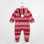 Red Christmas Onesie with Hood & Double Zipper | Ages 0M–18M