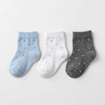 Baby Cotton Dotted Socks Set – 3 Pairs (0–3 Months)